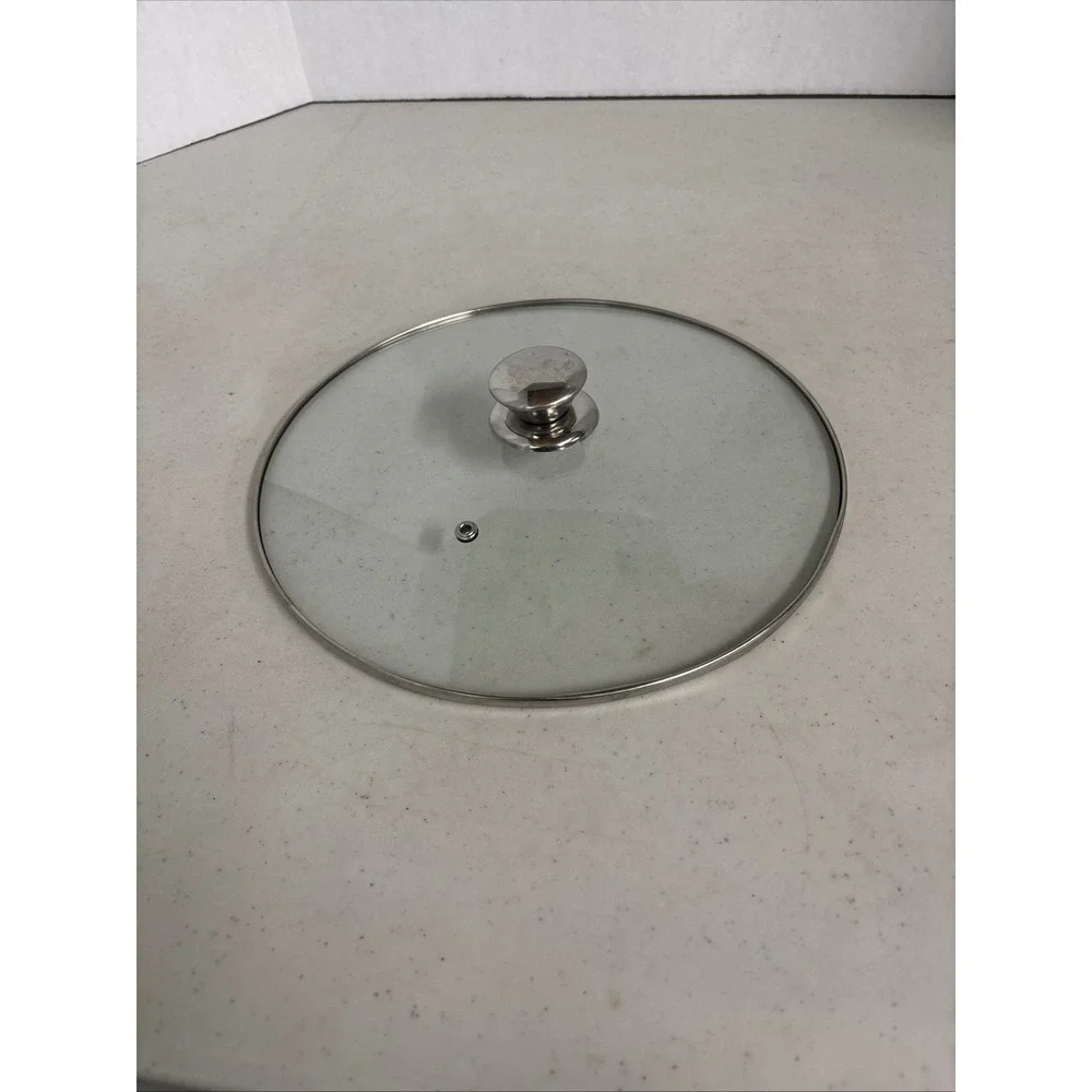 Universal 11.5 Inch Tempered Glass Pot Lid‎ Stainless Steel Rim with Steam Vent